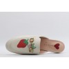 White New Strawberry Print Princetown Leather