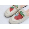 White New Strawberry Print Princetown Leather