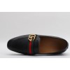 Leather loafer with Double G and Web