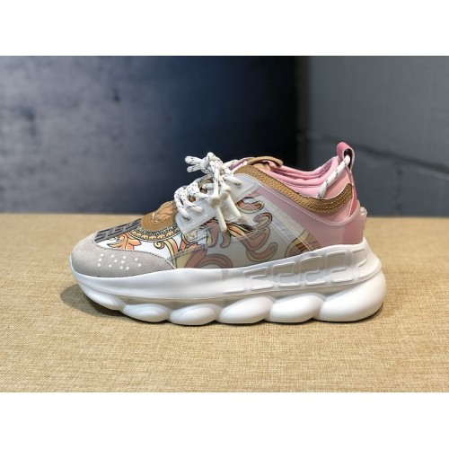 V*ersace CHAIN REACTION SNEAKERS pink&white&yellow&grey