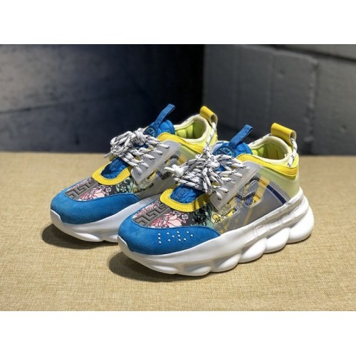 V*ersace CHAIN REACTION SNEAKERS BLUE&WHITE&YELLOW