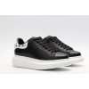 AMQ Black calf leather lace-up sneaker with siL*Ver-finished hammered stud