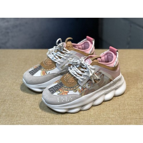 V*ersace CHAIN REACTION SNEAKERS PINK&WHITE&YELLOW&GREY